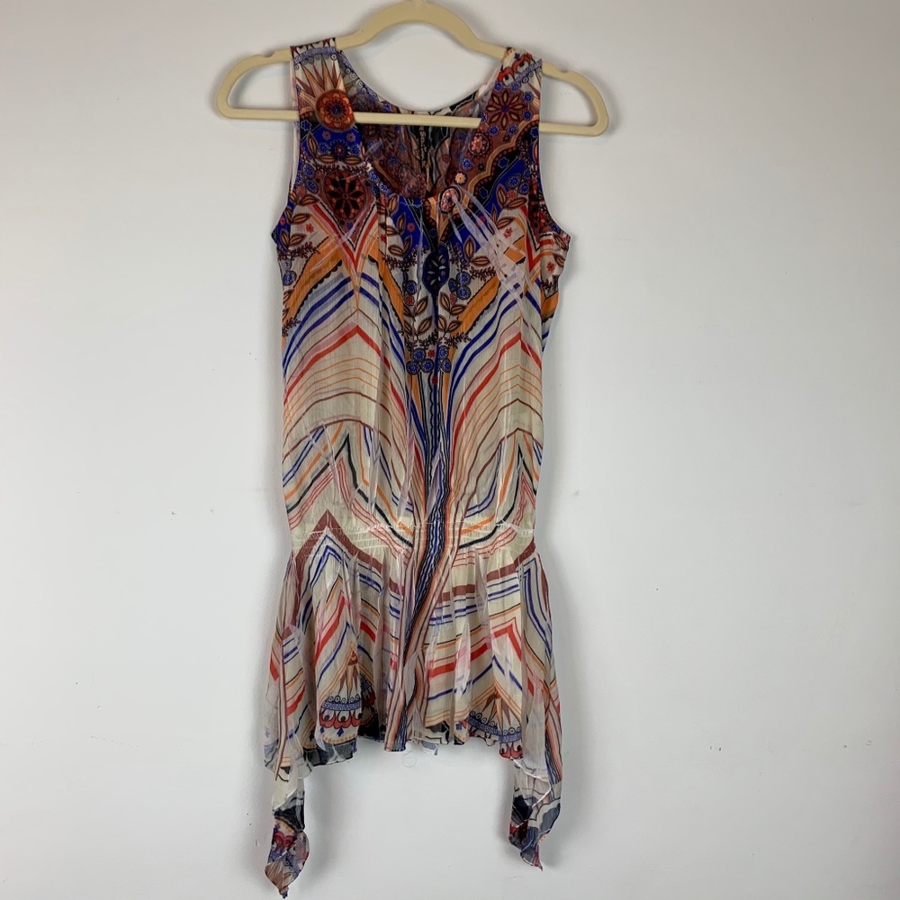 MUSHKA BY SIENNA ROSE Colorful‎ Boho Graphic Sleeveless Tunic Sz S